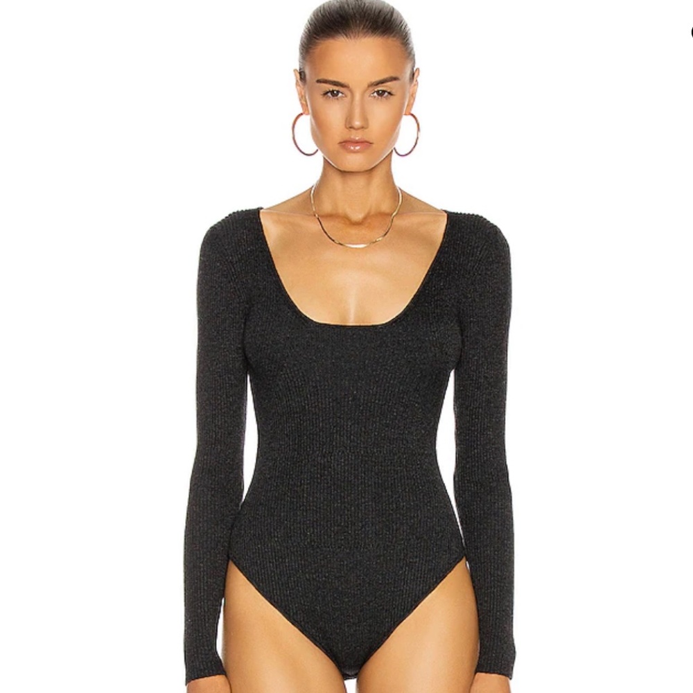 Long Sleeve Scoop Neck Black Bodysuit